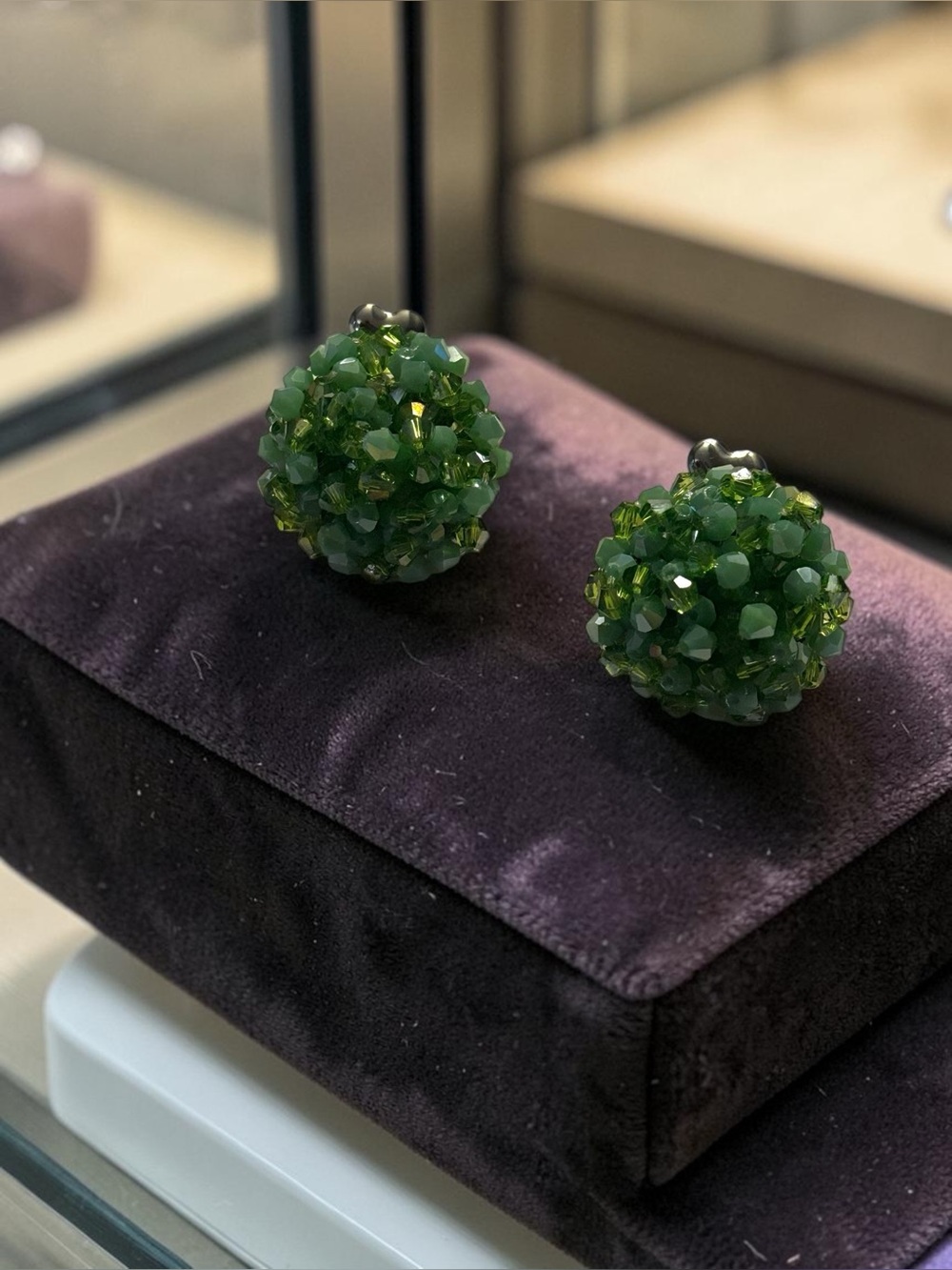Sassy Jones Malia Light Green Beaded Cluster Stud Earrings